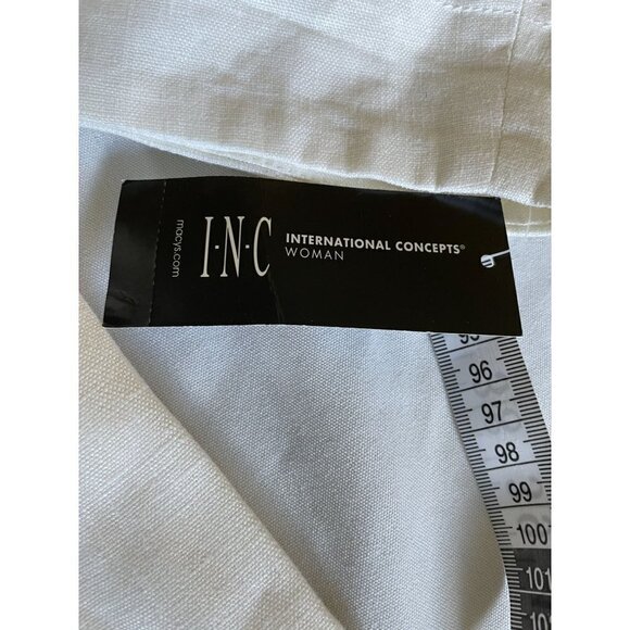 INC International Concepts Women's Jacket Sz 3X Cotton Linen Lace Insets White - Picture 10 of 13